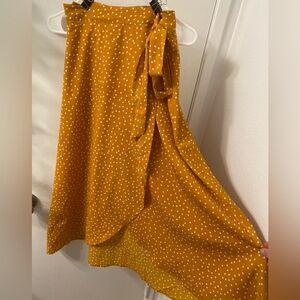 Yellow Polka Dot Wrap Skirt S